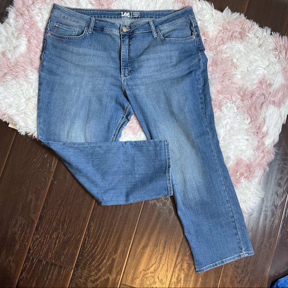 Lee Regular Fit Straight Leg Mid Rise Jeans Size 20 Petite Plus Size